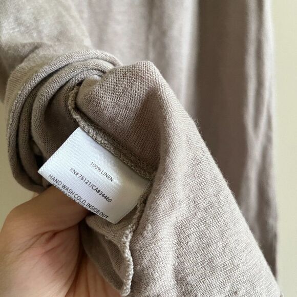 EILEEN FISHER Tank Top 100% Linen Jersey Sequin Embellished Scoop Neck Brown XS - Picture 5 of 6